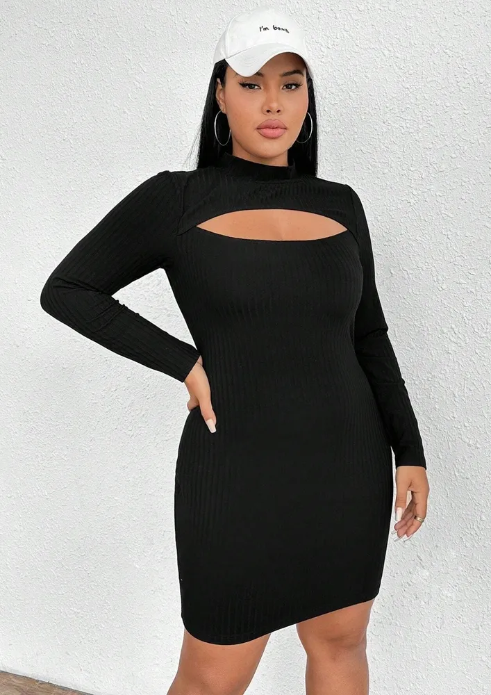 Black Cut-out Detail Plus Size Bodycon Dress