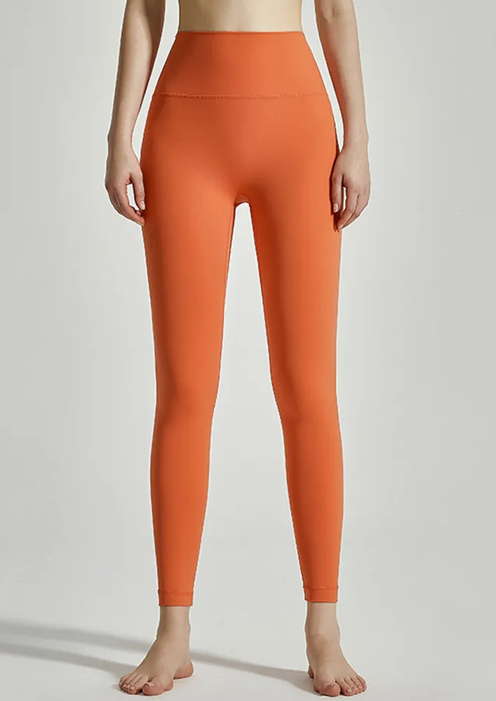 Orange High-waisted Athleisure Tights