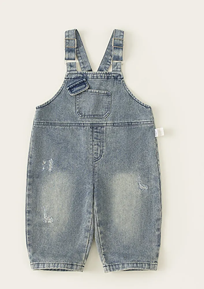 Unisex Kidswear Blue Denim Dungaree