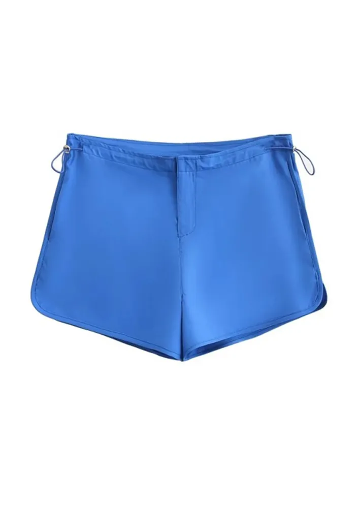 BLUE NYLON CORD STOPPER HOTPANTS