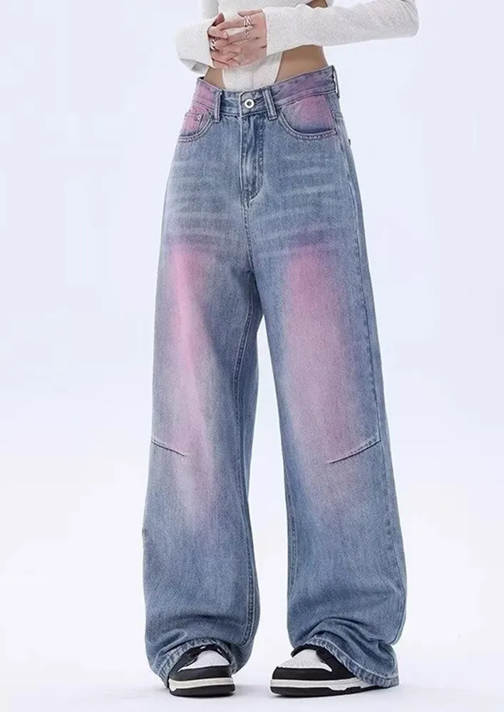 Pink Faded-effect Boyfriend Fit Jeans