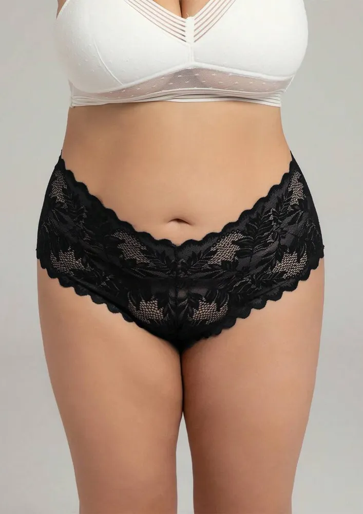 Plus Size Mid-rise Black Hipster Brief