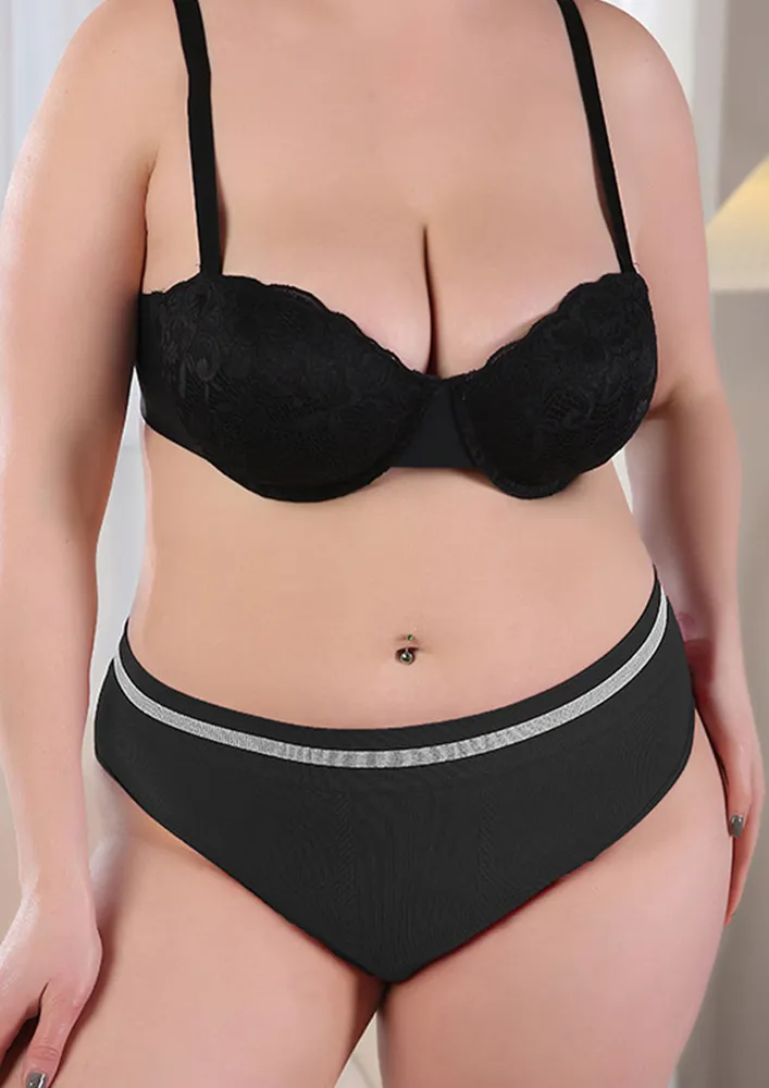 Black High-rise Plus Size Hipster Brief