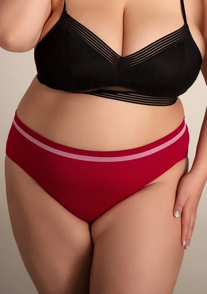 Red High-rise Plus Size Hipster Brief