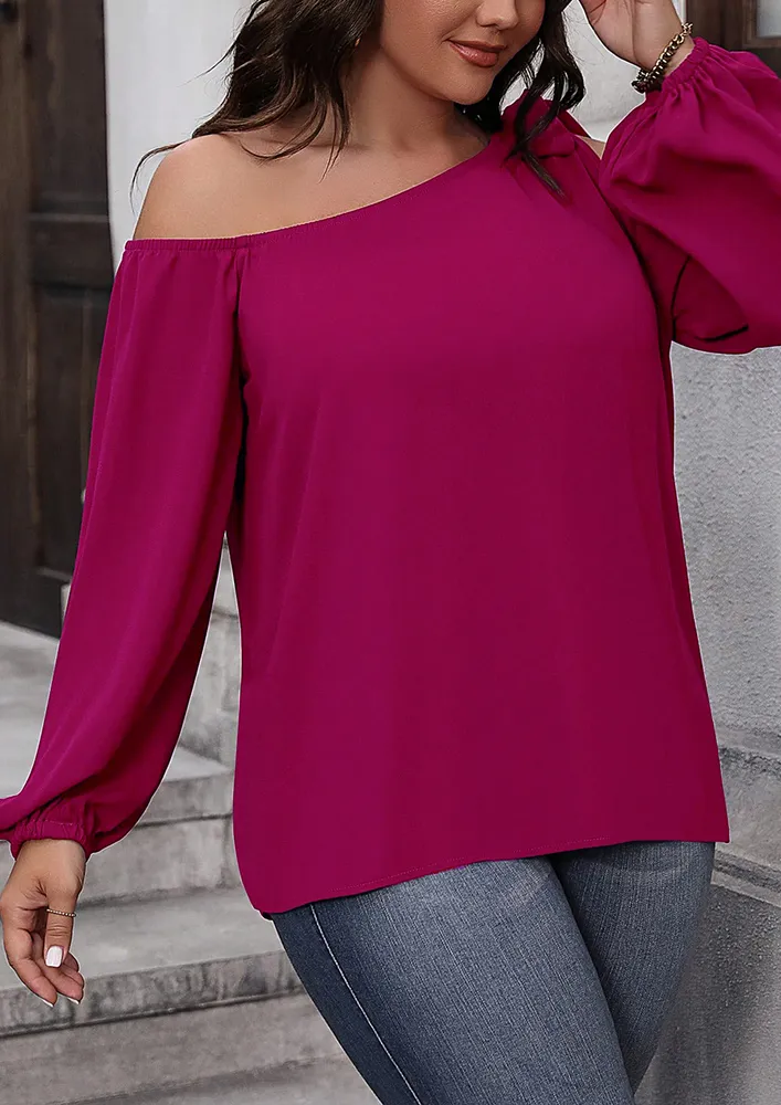 Knot-tie Rose Red Cold-shoulder Top