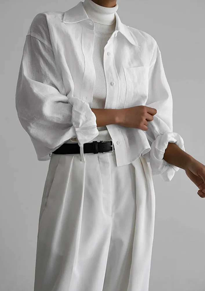 White Boxy Fit Cotton Shirt