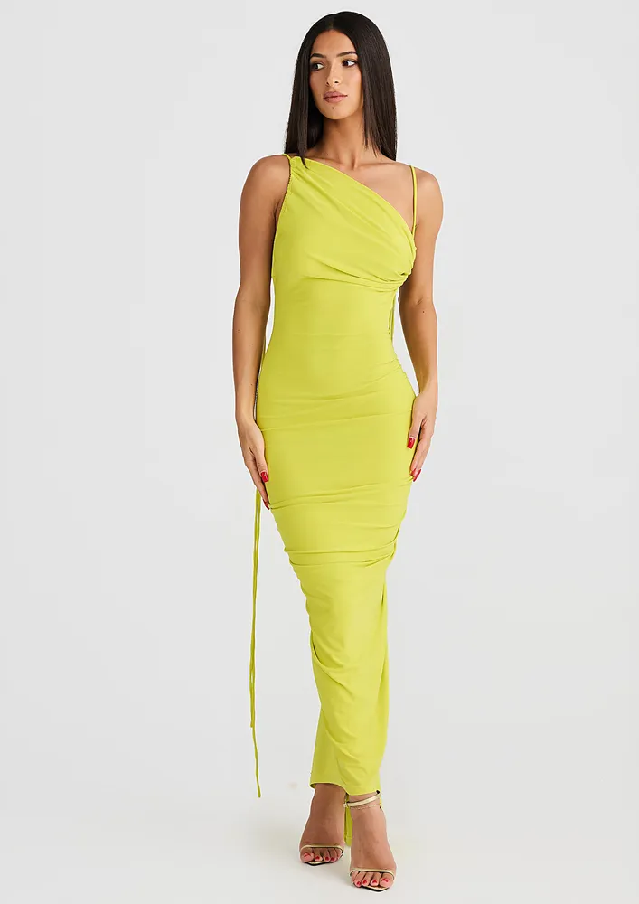 Yellow Tie Up Bodycon Dress