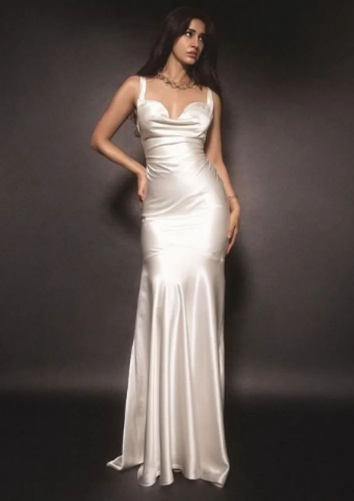 White Backless Drop-waist Maxi Dress