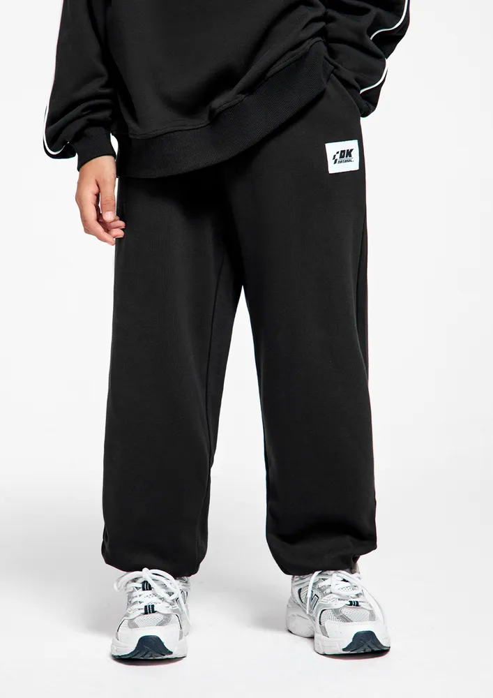 High-waisted Boys Black Joggers