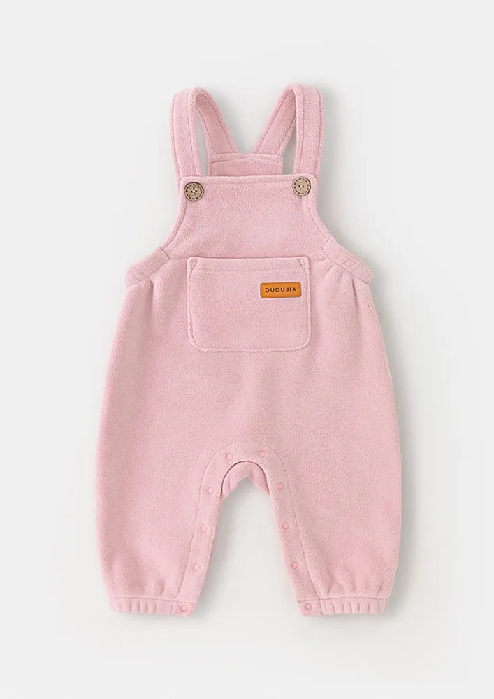 Pink Faux Fur Girls Dungaree