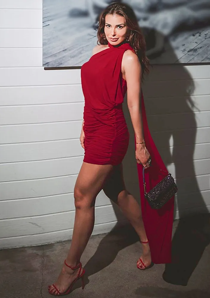 Claret Ruched-seam Dress