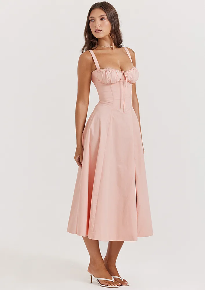 Pink Corset Fit Bustier Midi Dress