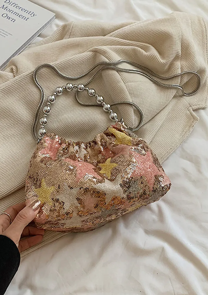 STAR-SHAPE SEQUIN DESIGN CROSSBODY BAG