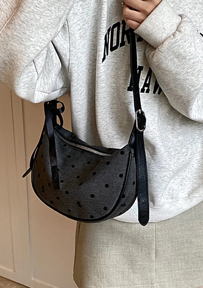 CANVAS POLKA DOT PATTERN CROSSBODY BAG