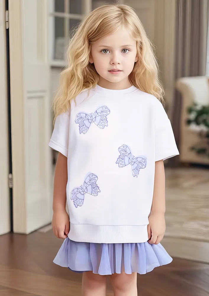 Girls Purple Novelty Print T-shirt Dress
