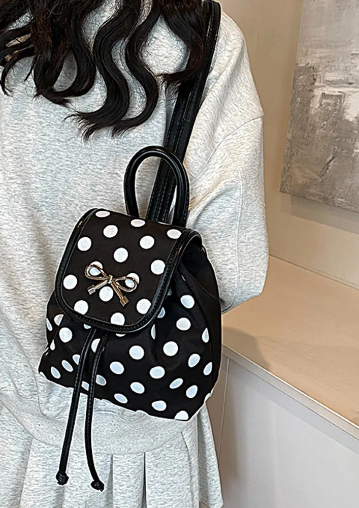 BLACK POLKA DOT PATTERN BACKPACK