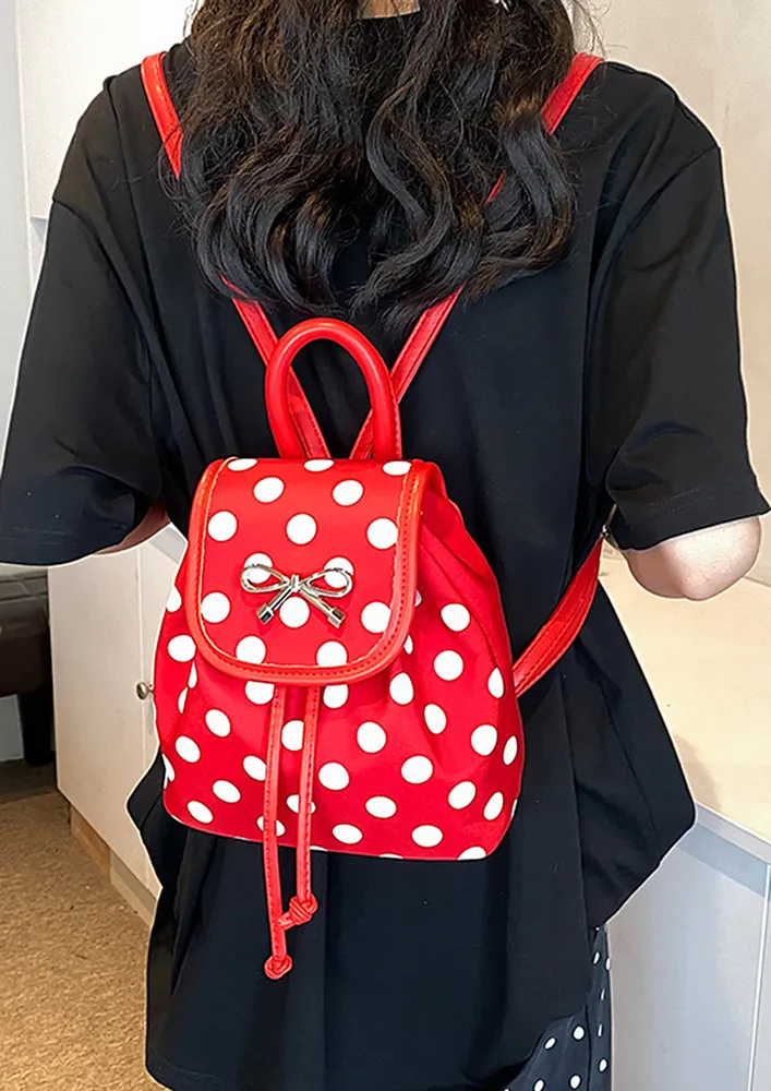 RED POLKA DOT PATTERN BACKPACK