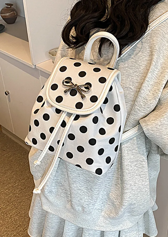 WHITE POLKA DOT PATTERN BACKPACK