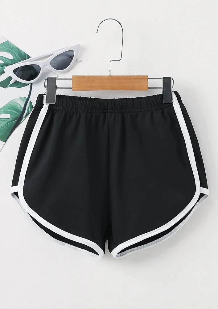 Black Contrast Lining Hot Pants