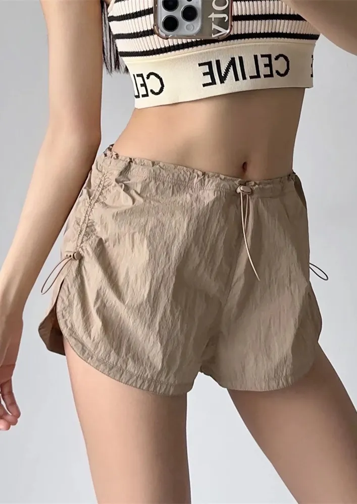 KHAKI NYLON PARACHUTE SHORTS