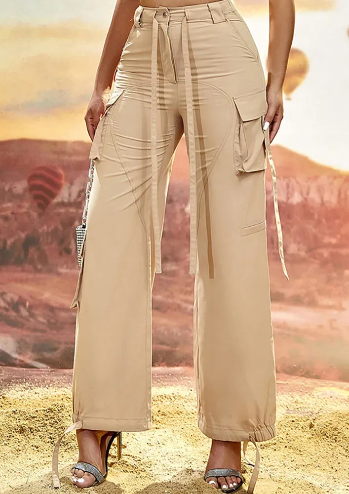 Khaki Straight Legged Cargo Pants