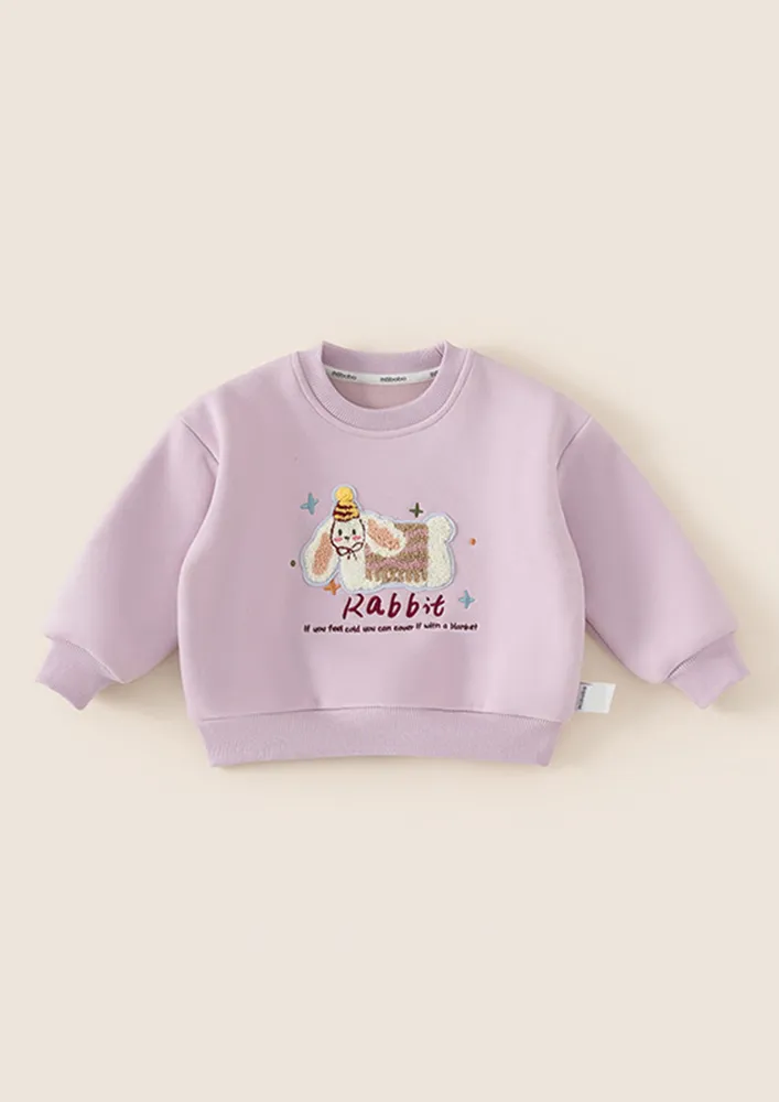 Girls Purple Self-design Sweatshirt