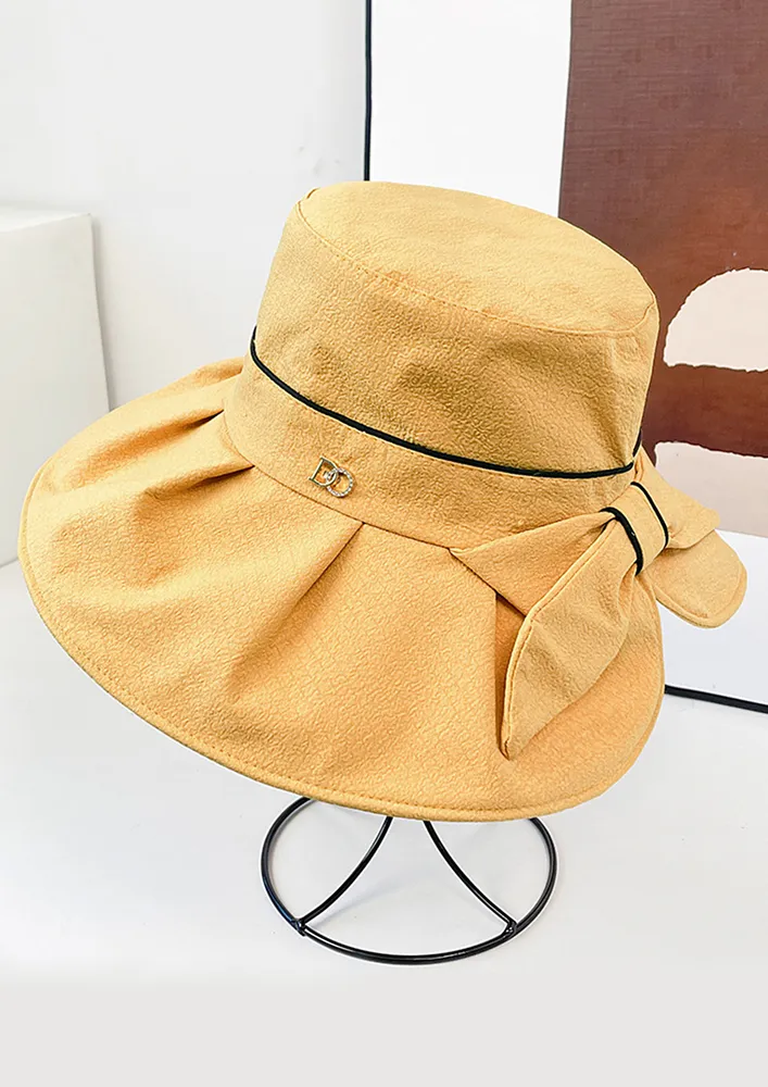 BOW-KNOT DECOR YELLOW BUCKET HAT