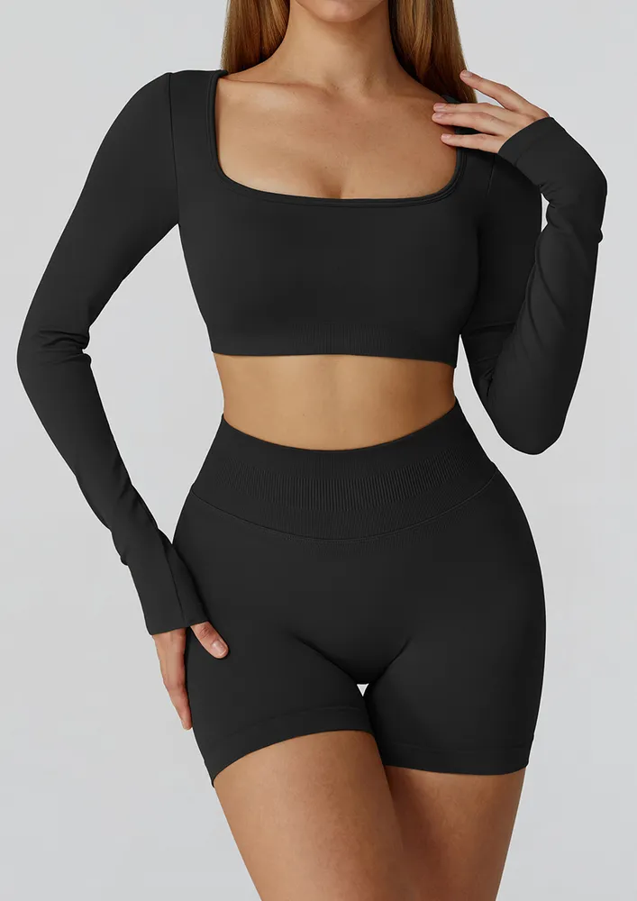 Black Backless Sports Crop Top