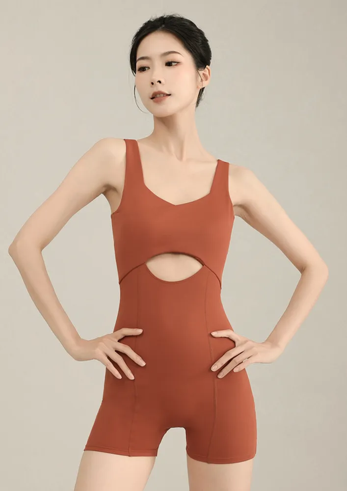 Red Cut-out Detail Activewear Playsuit