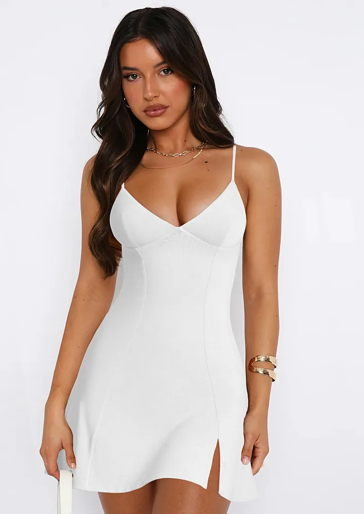 White Strappy Short Slip Dress 