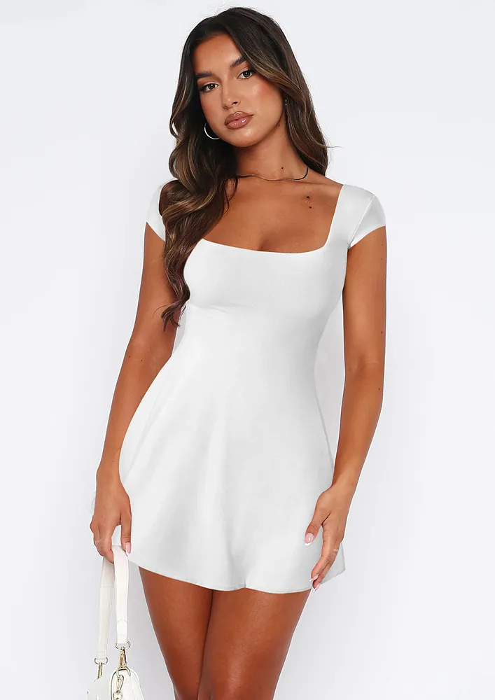 White Open-back Tie-up Dress