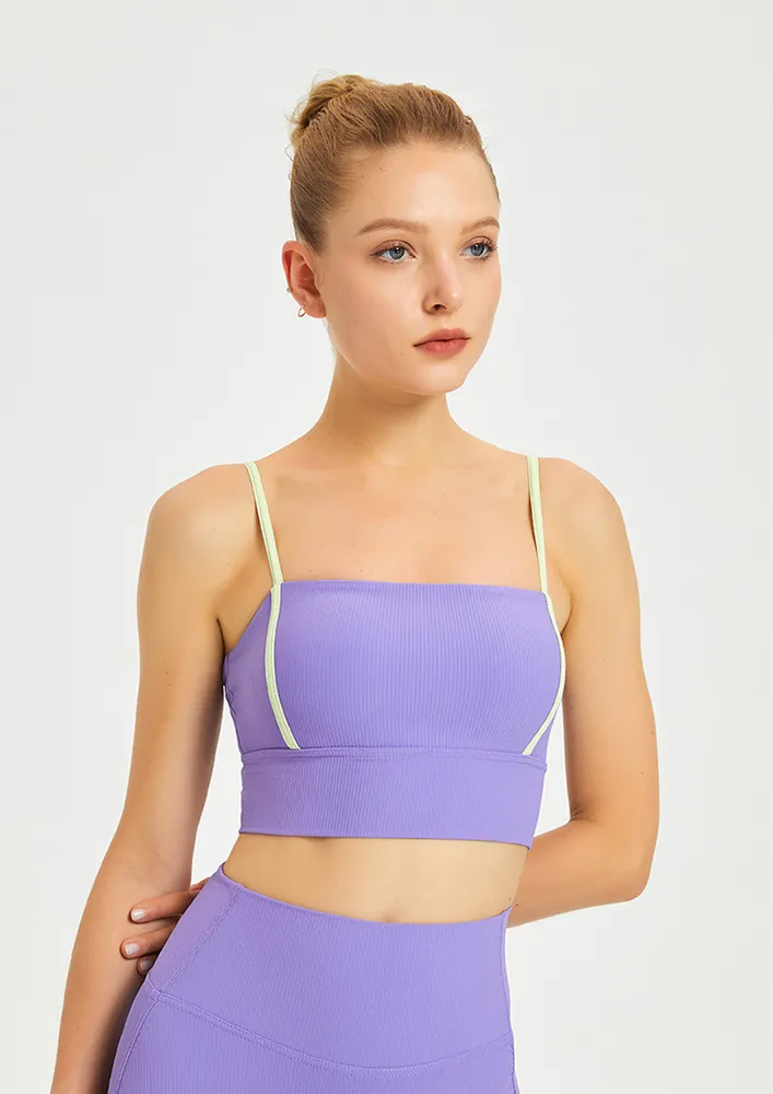 Purple Monochrome Strappy Cropped Sports Top