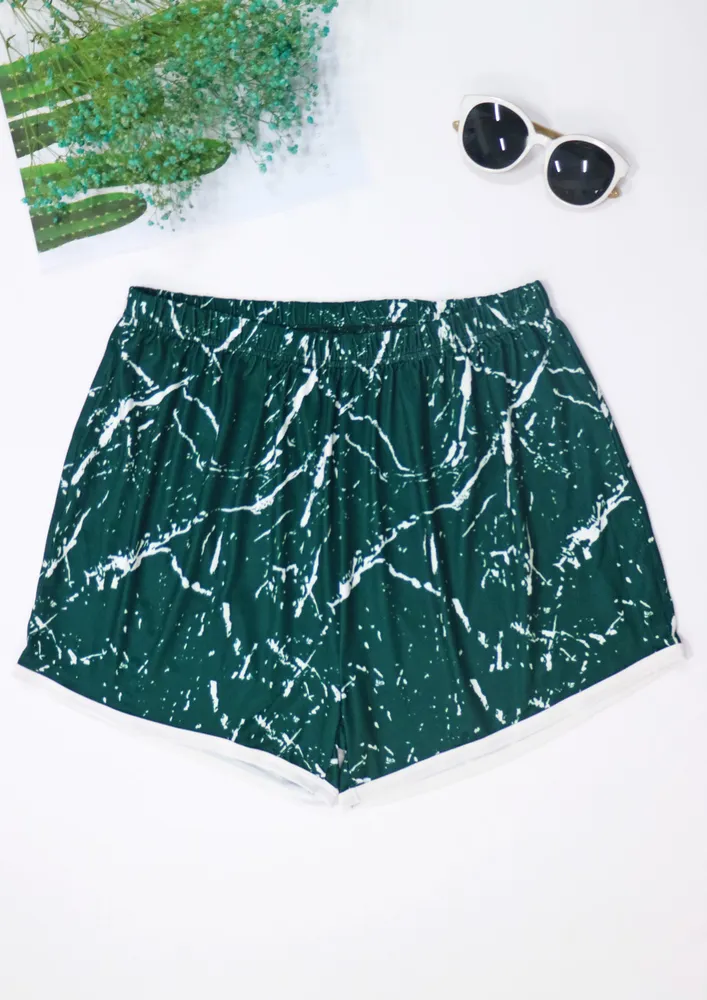 Plus Size Dark Green Beach Shorts