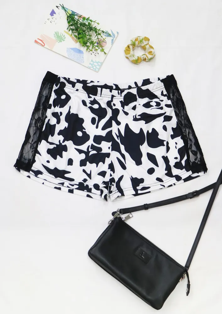 Plus Size Black & White Shorts