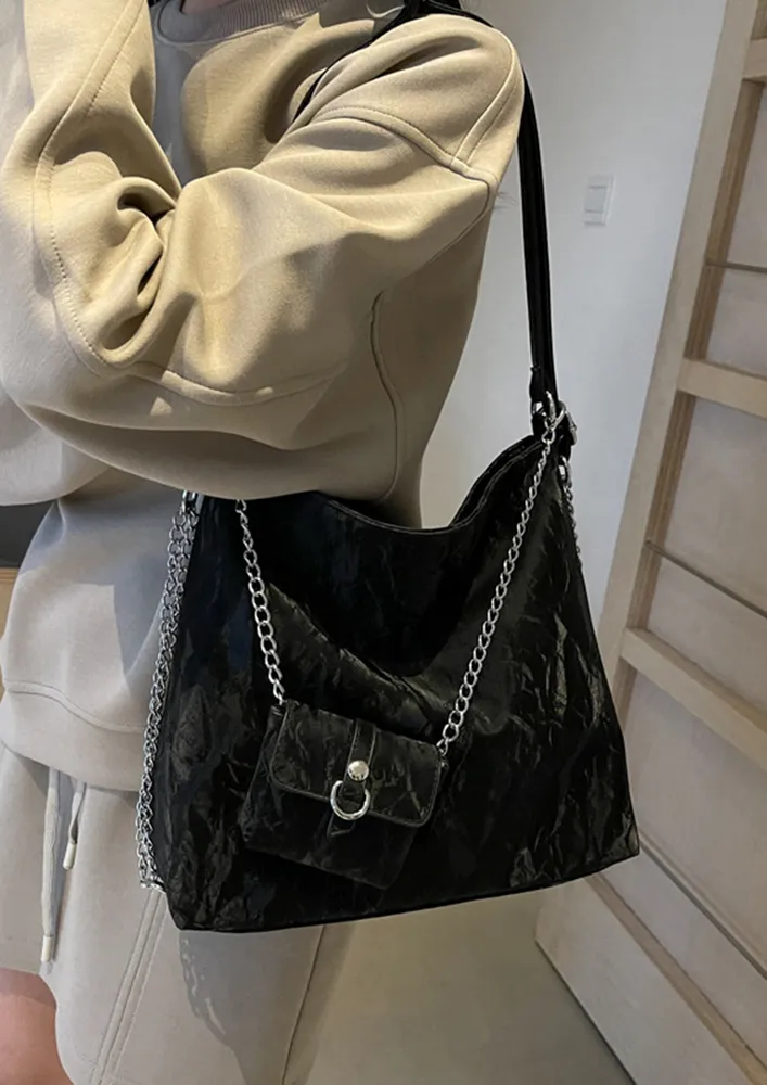 BLACK MULTIPURPOSE HOBO BAG