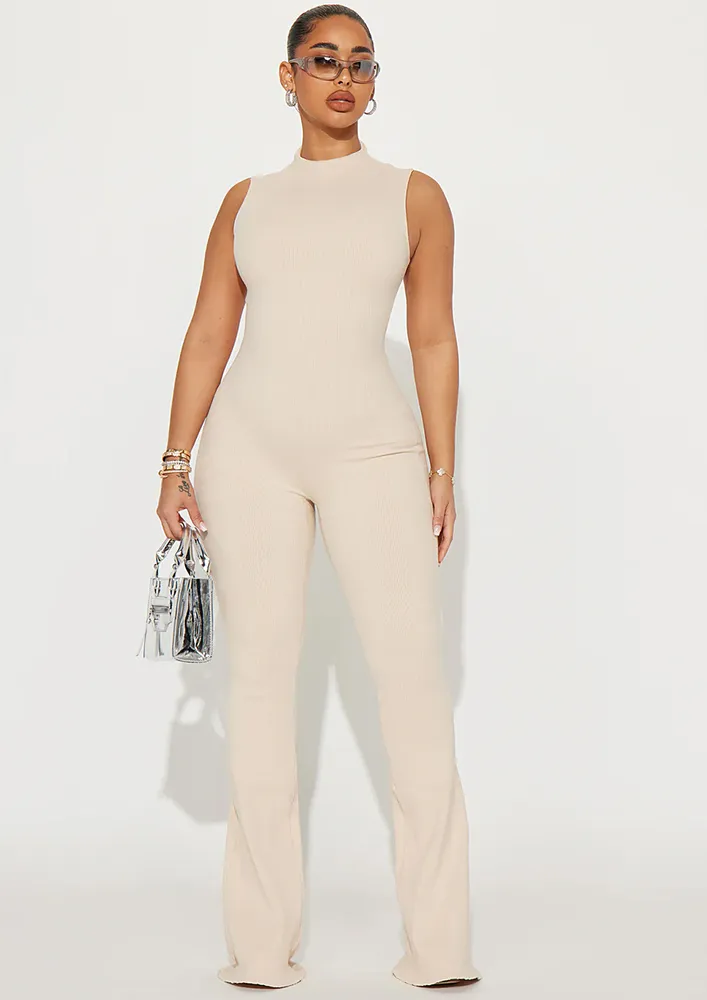 Ribbed Boot-cut Legs Jumpsuit