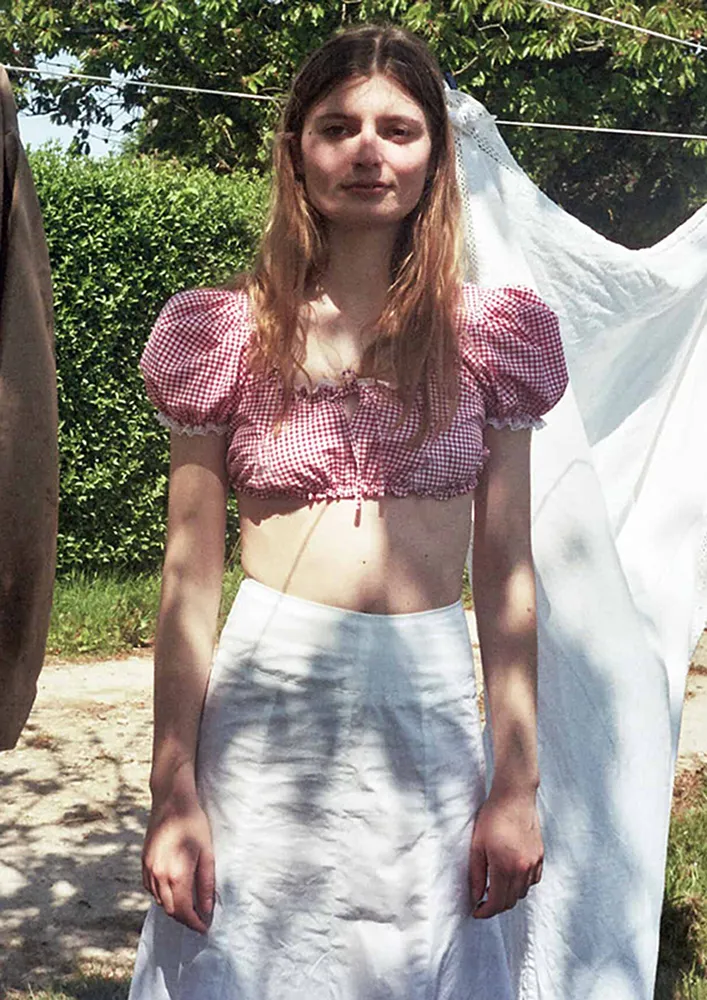 Red Checkered Print Crop Top