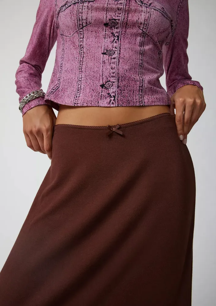 Dark Brown A-line Long Skirt