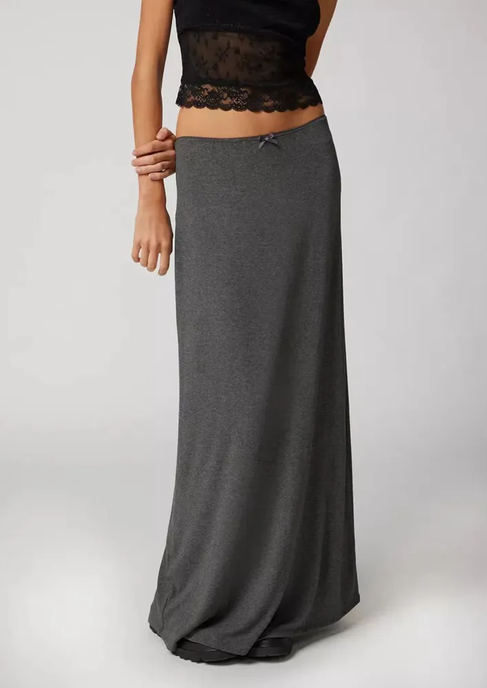 Dark Grey A-line Long Skirt