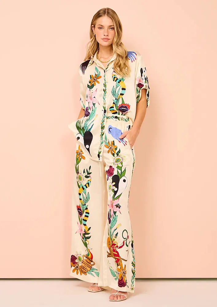 Printed Shirt And Pull-on Pants Set