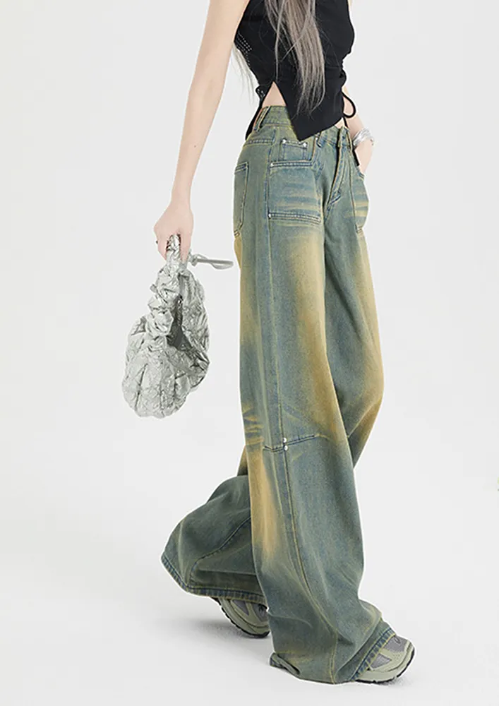 Dusty Green Ultra-wide Long Jeans