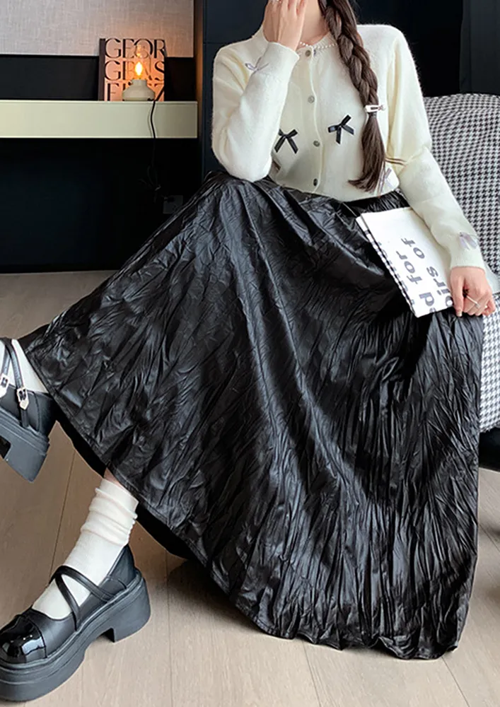 Black Maxi Textured Details Skirt