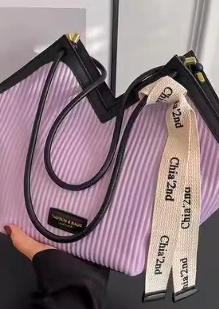 PURPLE STRIPE TEXTURE TOTE BAG