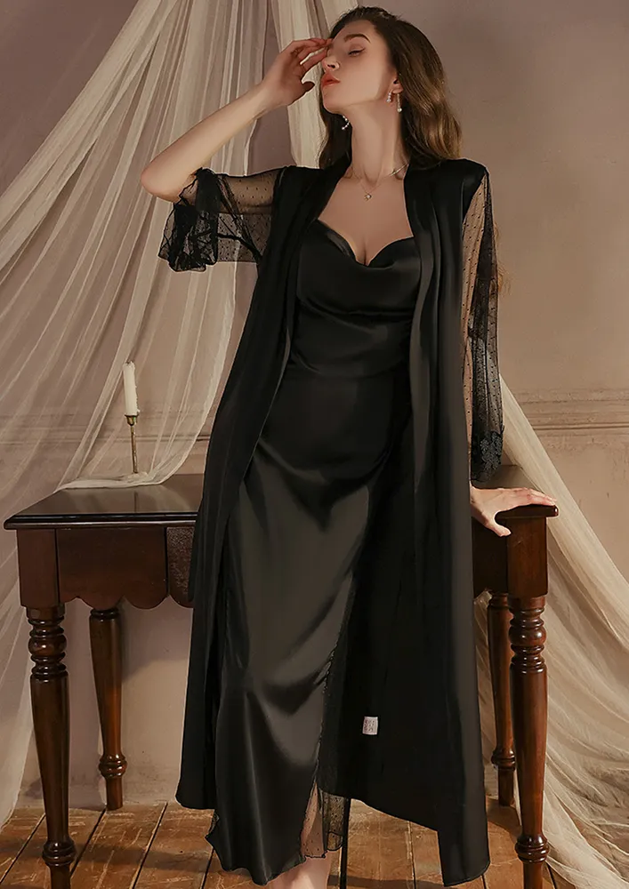 Free Size Black Nightwear Robe