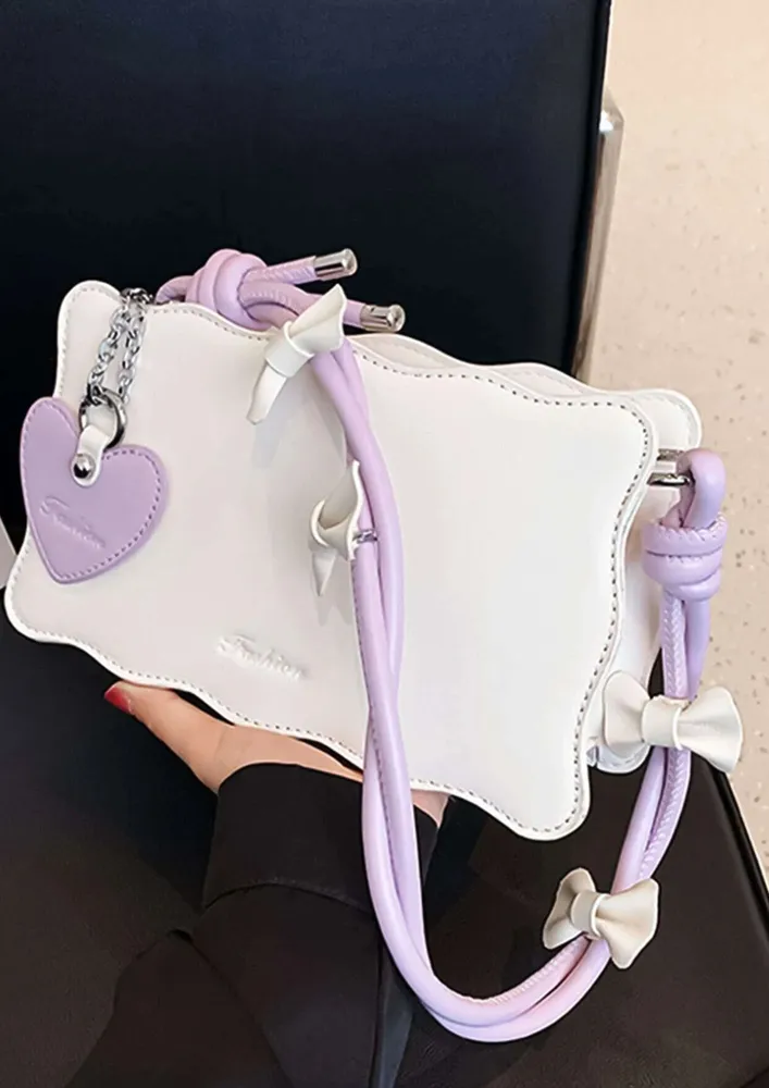 PURPLE BOW-KNOTS DECOR SHOULDER BAG