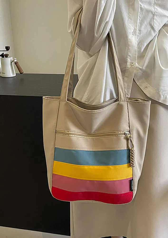 CANVAS CONTRAST STRIPE TOTE BAG