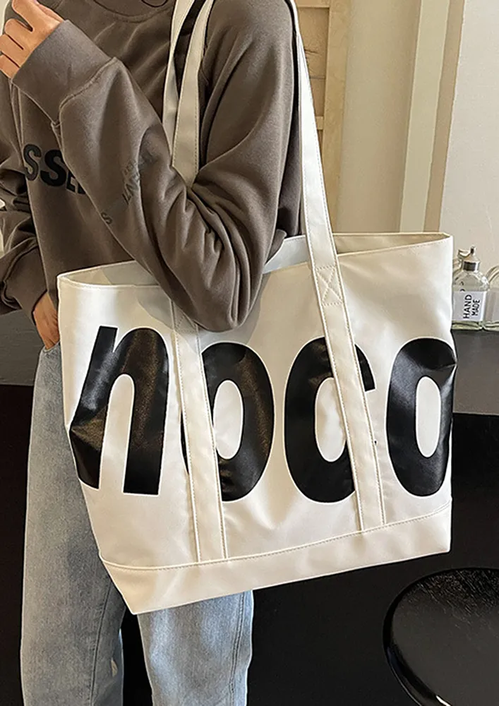 OFF-WHITE PRINTED LARGE CANVAS TOTE BAG