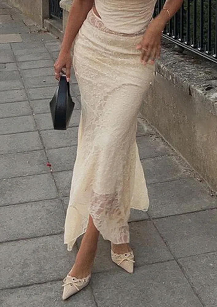 Irregular Lace Maxi Skirt