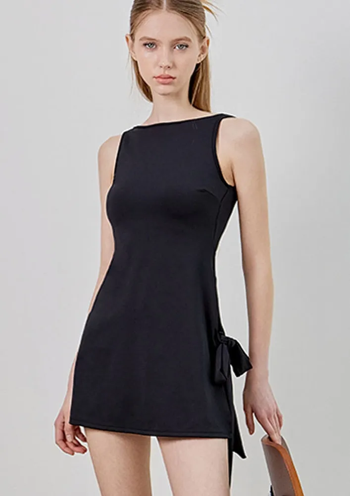 Black Tie-up Swimdress
