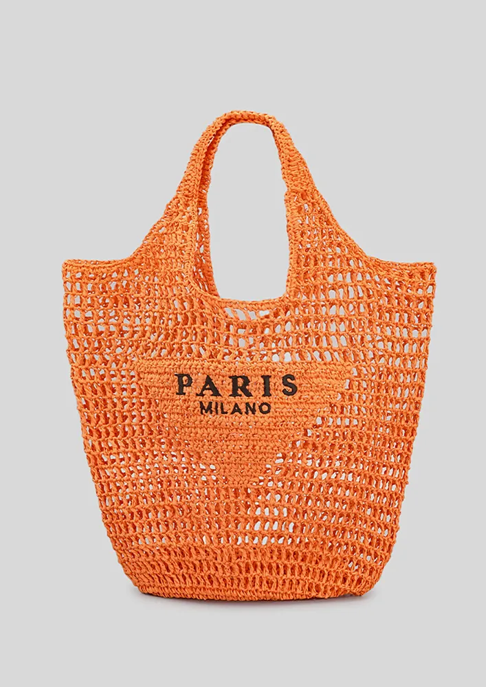 ORANGE BEACH STRAW-NET HANDBAG